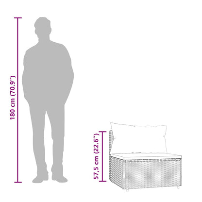 Divano Centrale da Giardino con Cuscini in Polyrattan Nero - homemem39