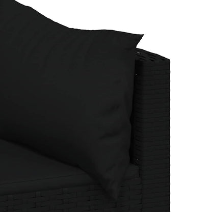Divani Angolari da Giardino con Cuscini 2pz in Polyrattan Nero - homemem39