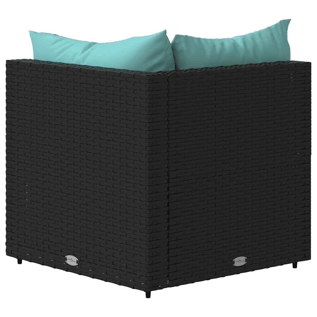 Divani Angolari da Giardino con Cuscini 2pz in Polyrattan Nero - homemem39