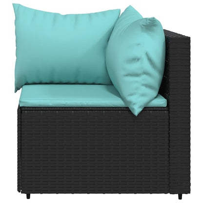 Set Divani da Giardino 3 pz con Cuscini Nero in Polyrattan - homemem39