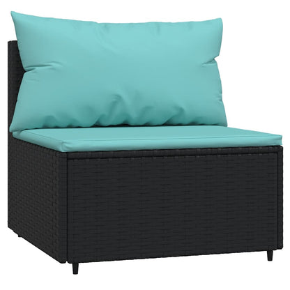 Set Divani da Giardino 4 pz con Cuscini Nero in Polyrattan | homemem39