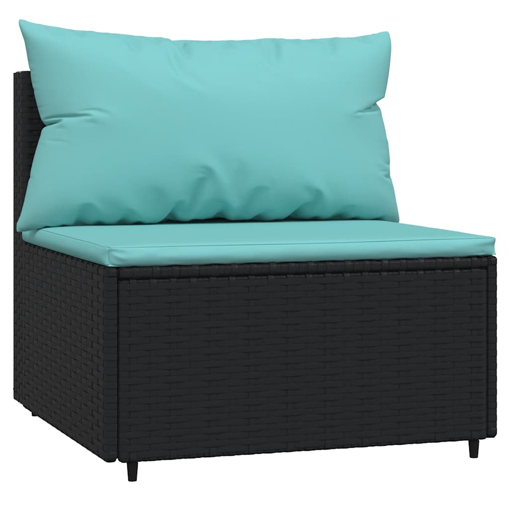 Set Divani da Giardino 4 pz con Cuscini Nero in Polyrattan | homemem39