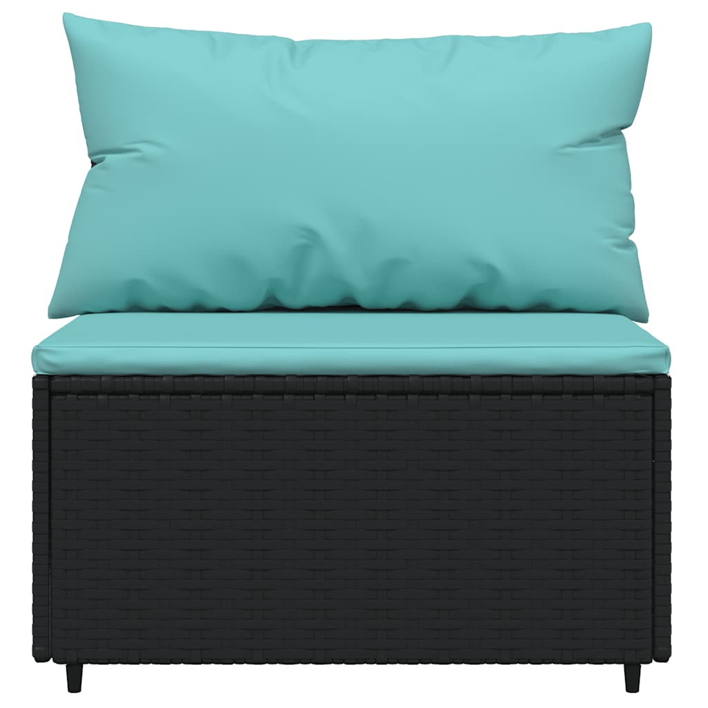 Set Divani da Giardino 4 pz con Cuscini Nero in Polyrattan | homemem39