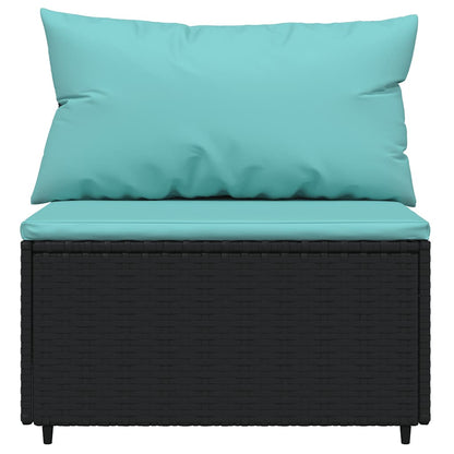 Set Divani da Giardino 4 pz con Cuscini Nero in Polyrattan | homemem39