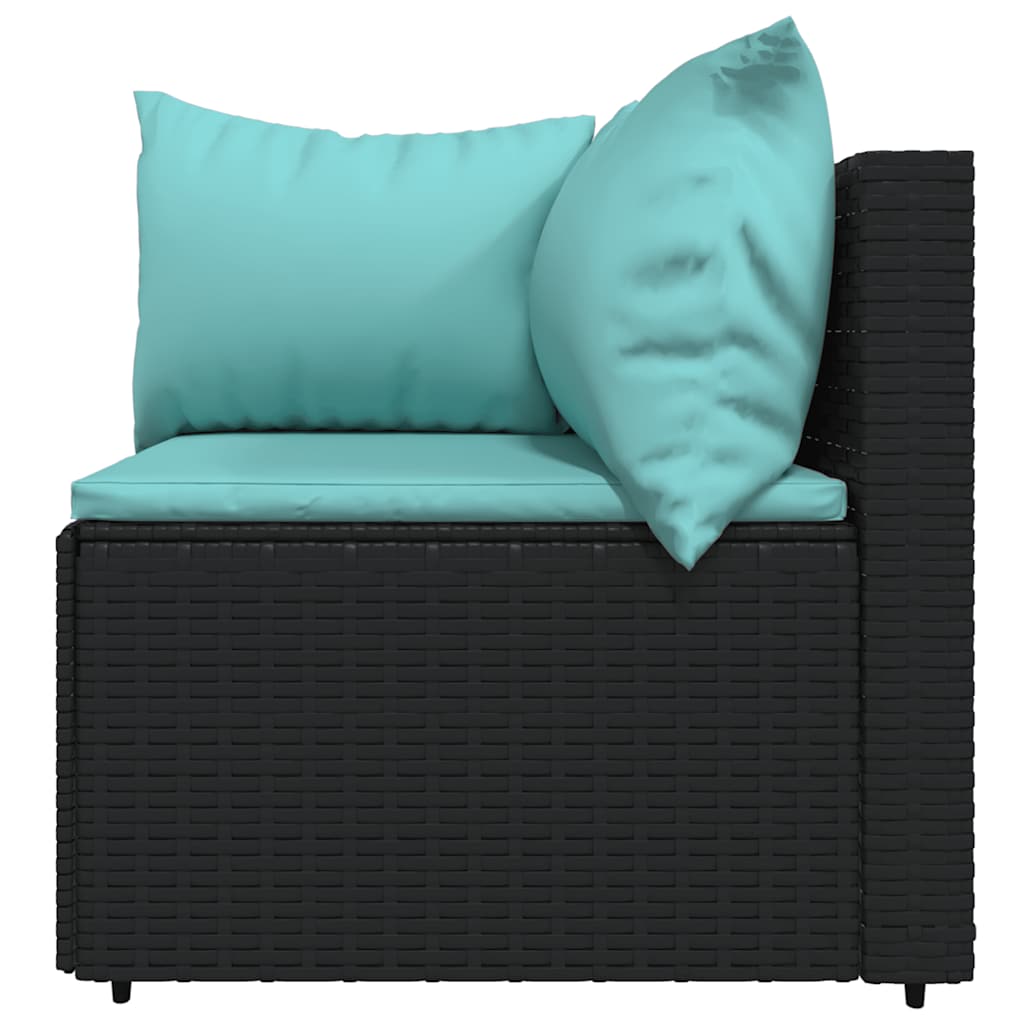 Set Divani da Giardino 4 pz con Cuscini Nero in Polyrattan | homemem39