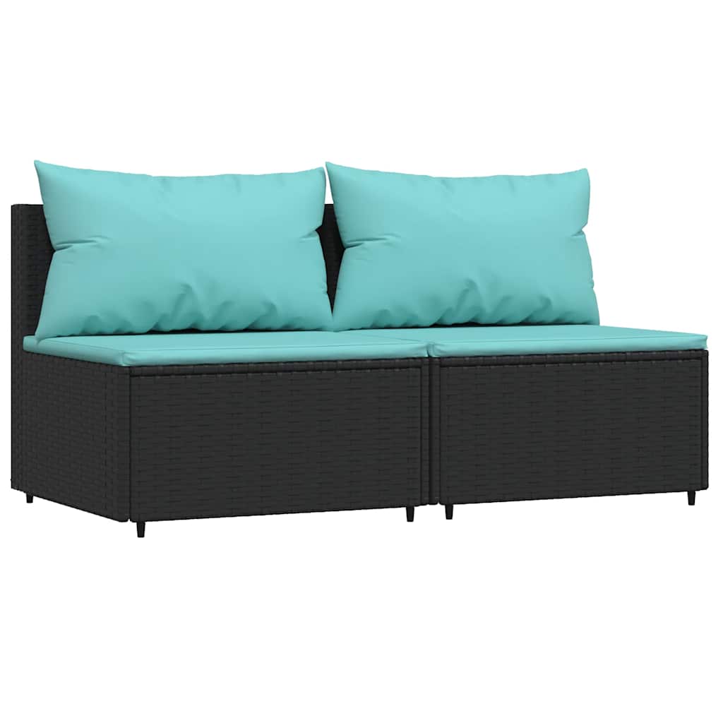 Divani Centrali da Giardino con Cuscini 2pz in Polyrattan Nero | homemem39