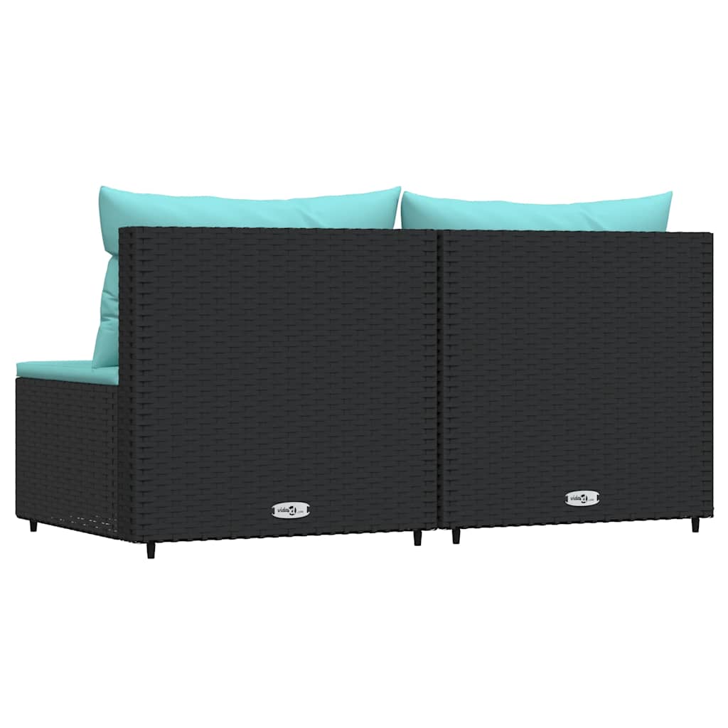 Divani Centrali da Giardino con Cuscini 2pz in Polyrattan Nero | homemem39
