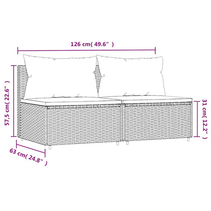 Divani Centrali da Giardino con Cuscini 2pz in Polyrattan Nero | homemem39