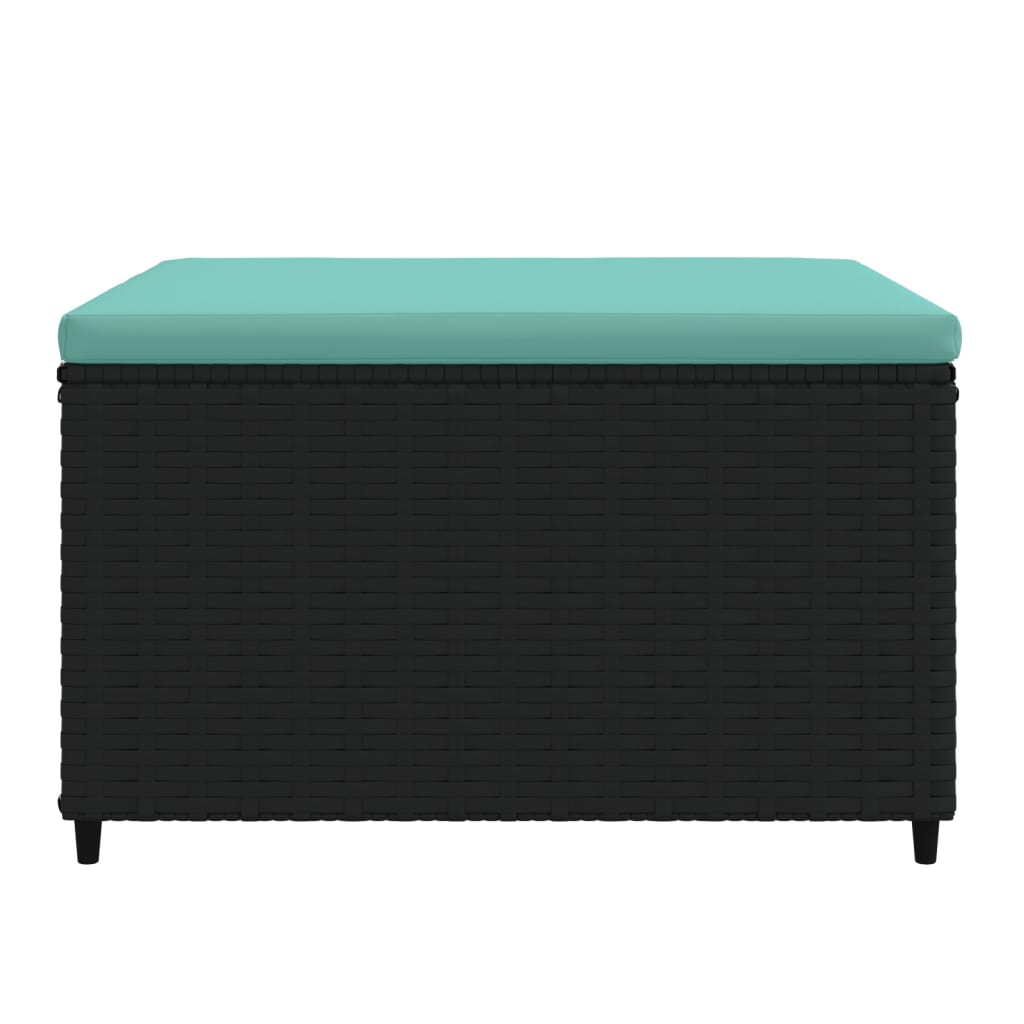 Poggiapiedi da Giardino con Cuscino in Polyrattan Nero - homemem39