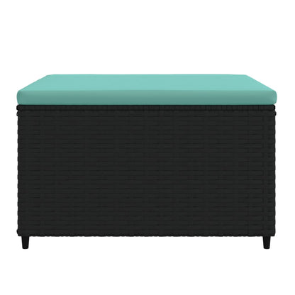 Poggiapiedi da Giardino con Cuscino in Polyrattan Nero - homemem39