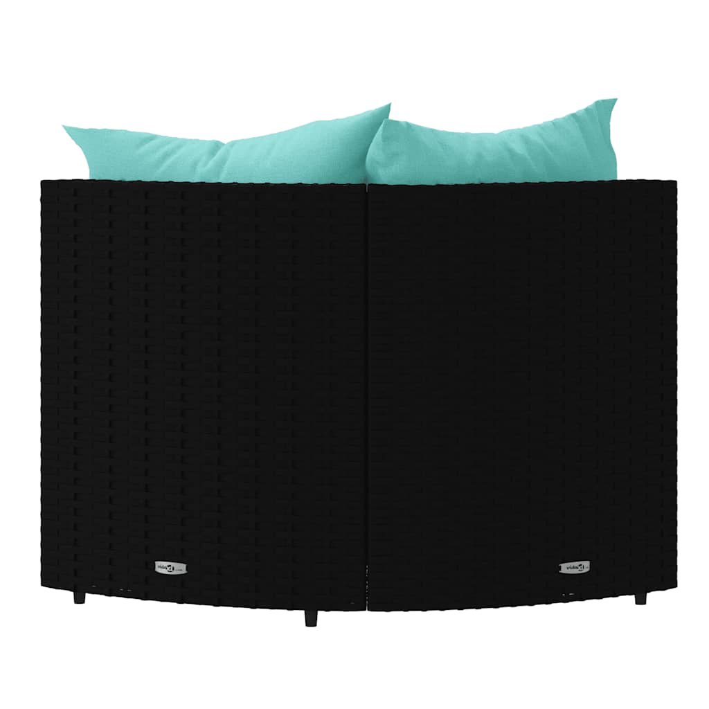 Divani Angolari da Giardino con Cuscini 2pz in Polyrattan Nero | homemem39