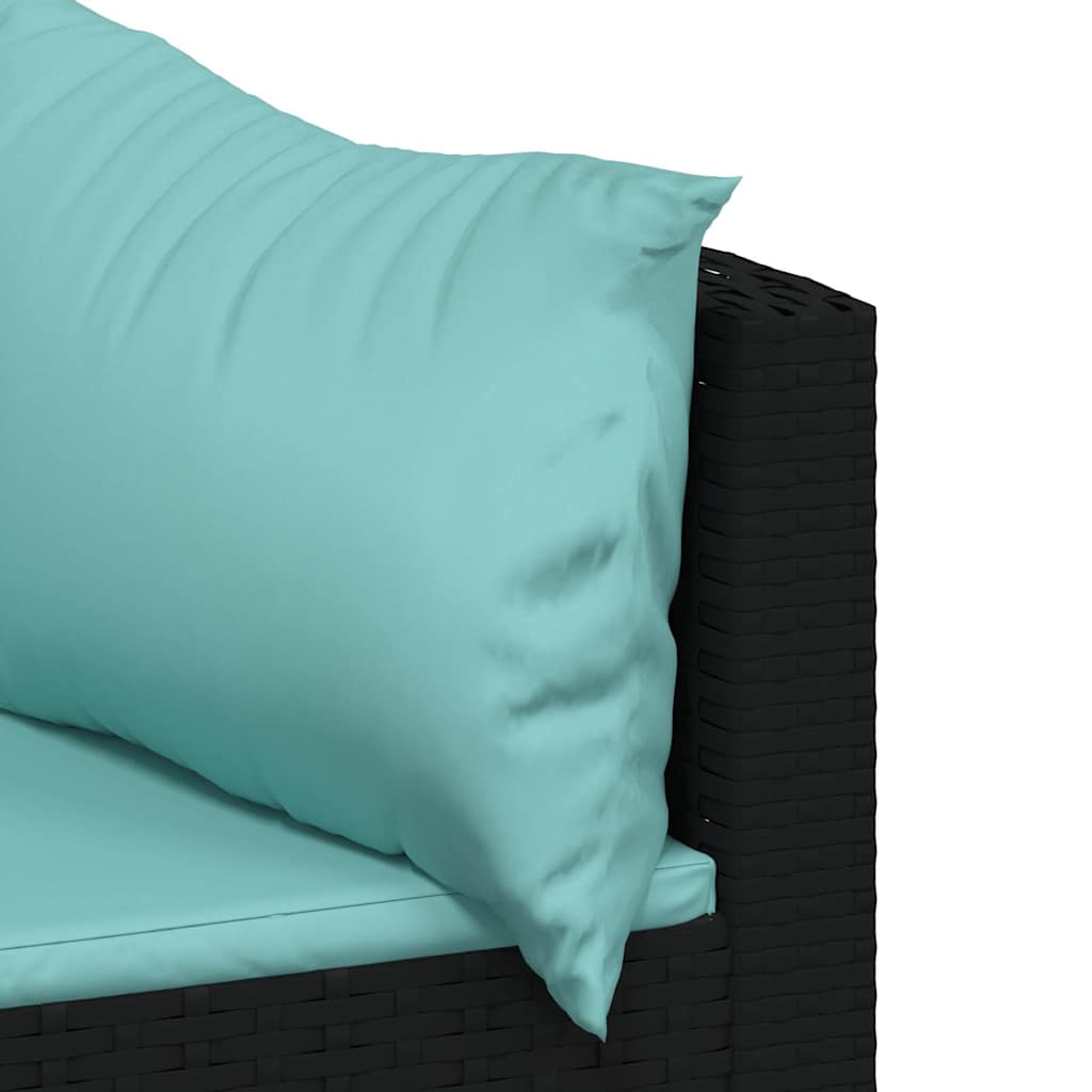 Divani Angolari da Giardino con Cuscini 2pz in Polyrattan Nero | homemem39