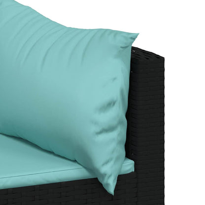 Divani Angolari da Giardino con Cuscini 2pz in Polyrattan Nero | homemem39