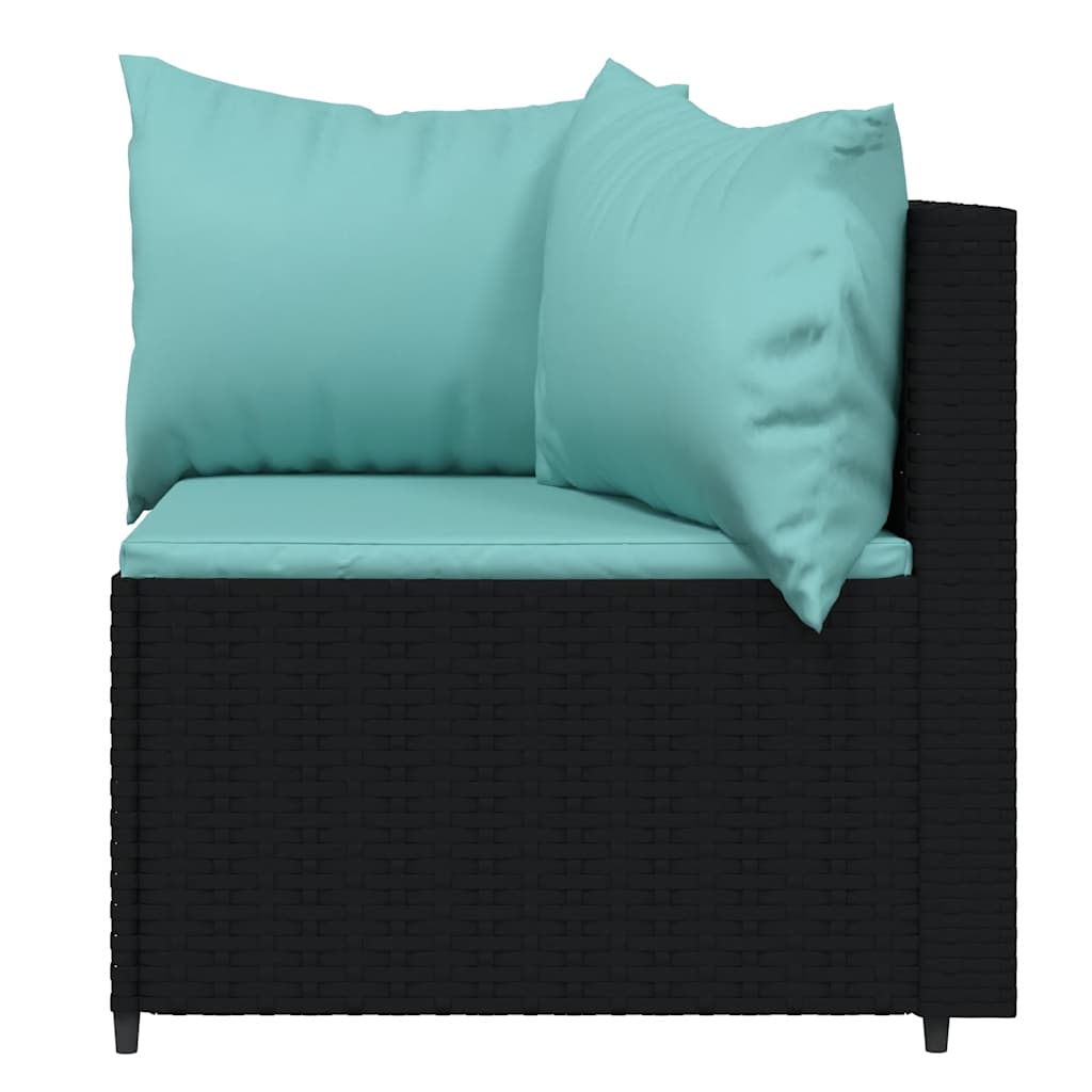 Set Divani da Giardino 3 pz con Cuscini Nero in Polyrattan - homemem39