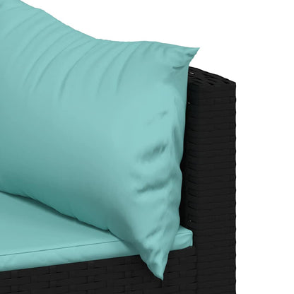 Set Divani da Giardino 3 pz con Cuscini Nero in Polyrattan - homemem39