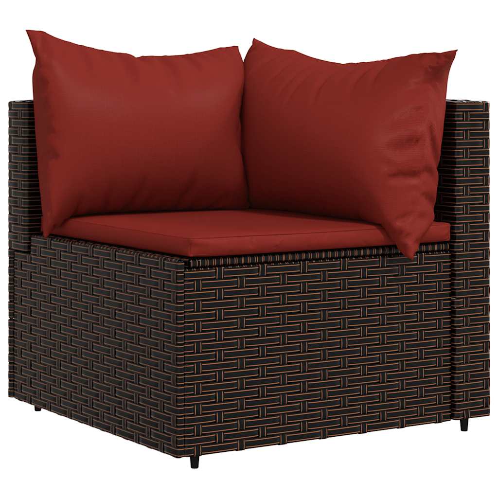 Divani Angolari da Giardino con Cuscini 2pz Polyrattan Marrone | homemem39