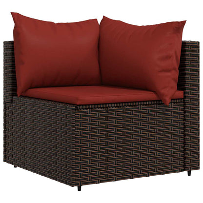 Divani Angolari da Giardino con Cuscini 2pz Polyrattan Marrone | homemem39