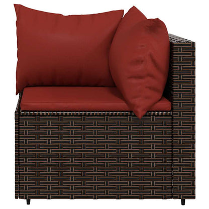 Divani Angolari da Giardino con Cuscini 2pz Polyrattan Marrone | homemem39