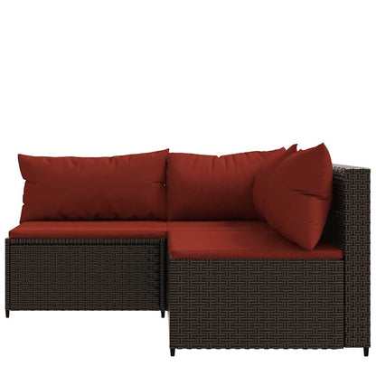 Set Mobili da Giardino 3 pz con Cuscini in Polyrattan Marrone | homemem39