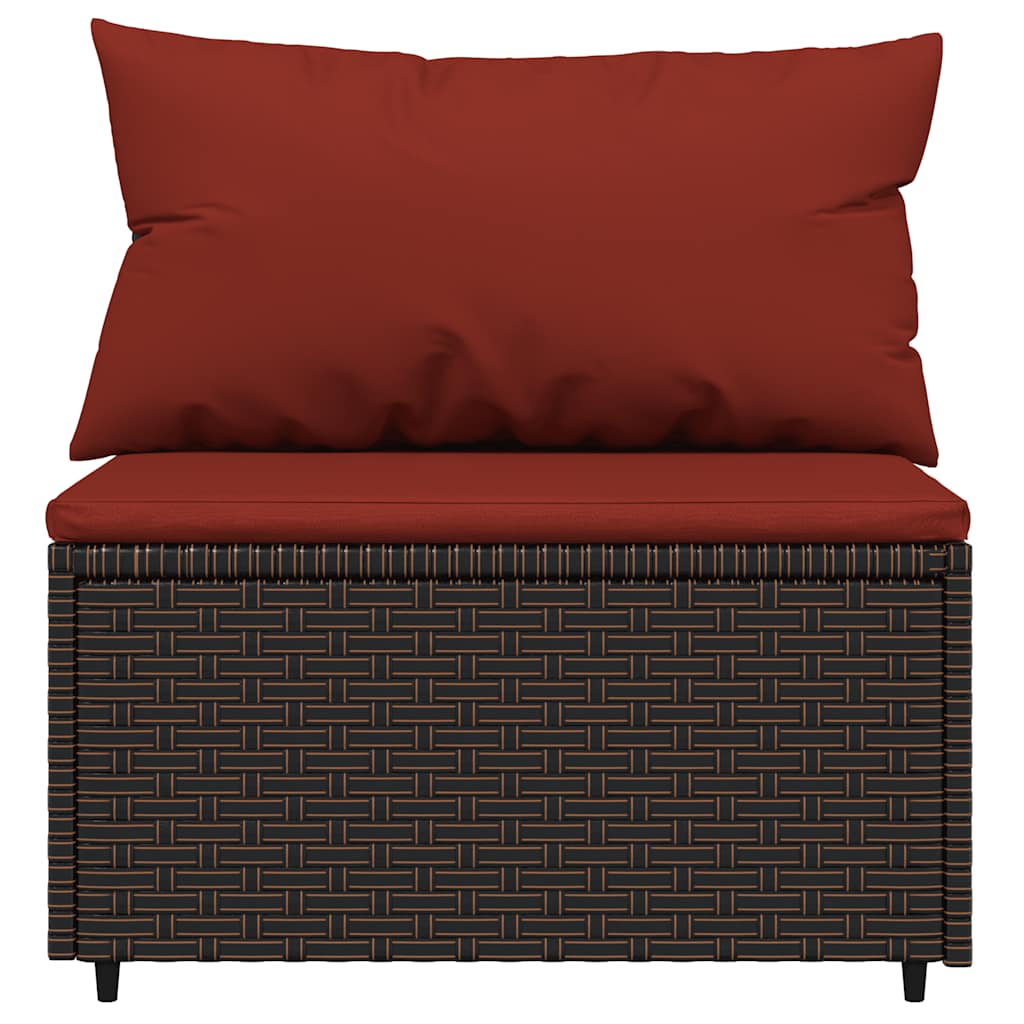 Set Mobili da Giardino 3 pz con Cuscini in Polyrattan Marrone | homemem39