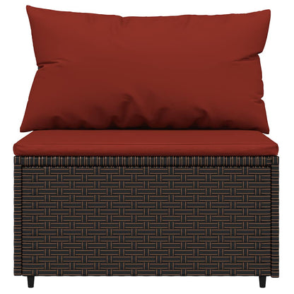 Set Mobili da Giardino 3 pz con Cuscini in Polyrattan Marrone | homemem39