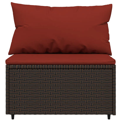 Divano Centrale da Giardino con Cuscini in Polyrattan Marrone - homemem39