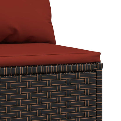 Divano Centrale da Giardino con Cuscini in Polyrattan Marrone - homemem39
