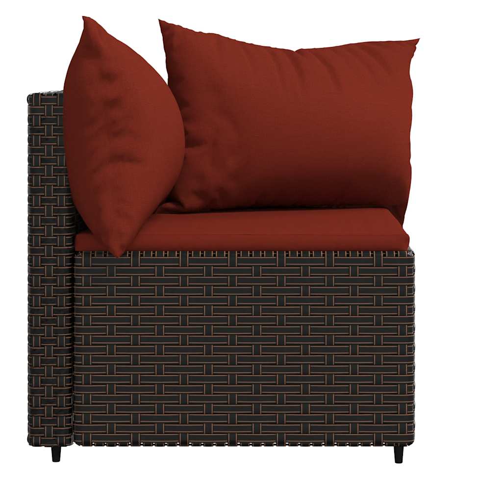 Divani Angolari da Giardino con Cuscini 2pz Polyrattan Marrone - homemem39