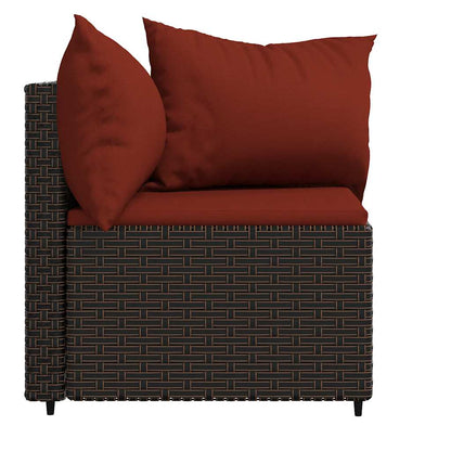 Divani Angolari da Giardino con Cuscini 2pz Polyrattan Marrone - homemem39