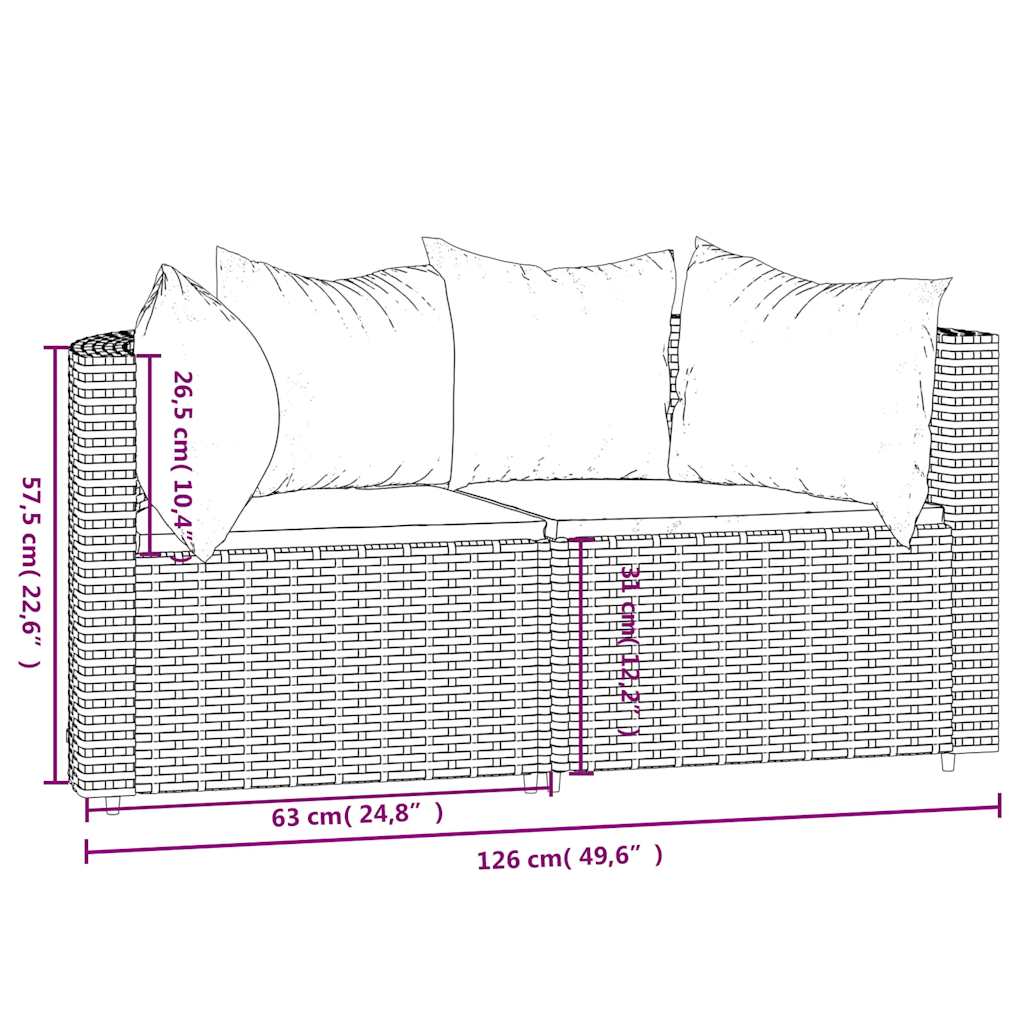 Divani Angolari da Giardino con Cuscini 2pz Polyrattan Marrone | homemem39