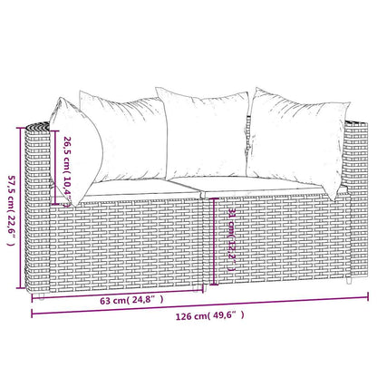 Divani Angolari da Giardino con Cuscini 2pz Polyrattan Marrone | homemem39