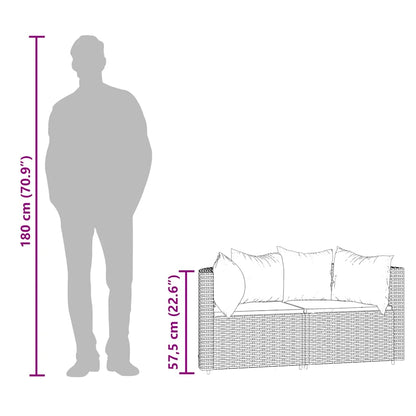 Divani Angolari da Giardino con Cuscini 2pz Polyrattan Marrone - homemem39