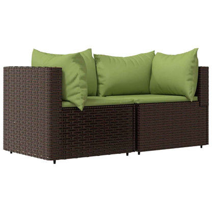 Divani Angolari da Giardino con Cuscini 2pz Polyrattan Marrone | homemem39