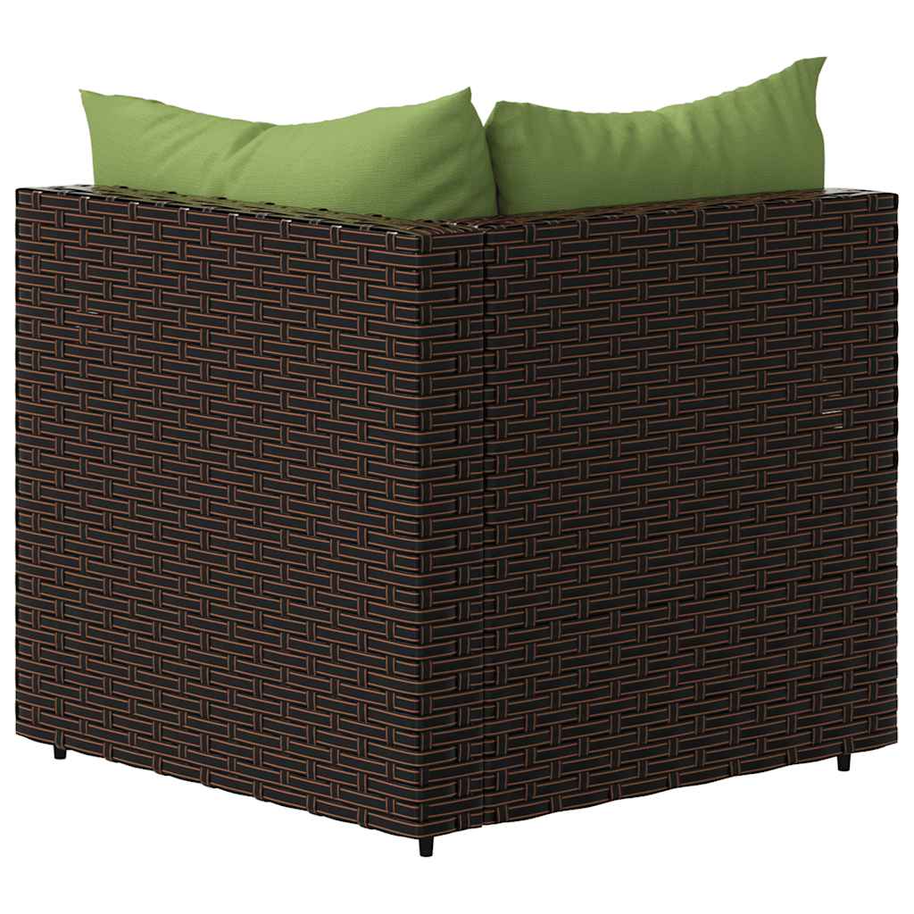 Divani Angolari da Giardino con Cuscini 2pz Polyrattan Marrone | homemem39