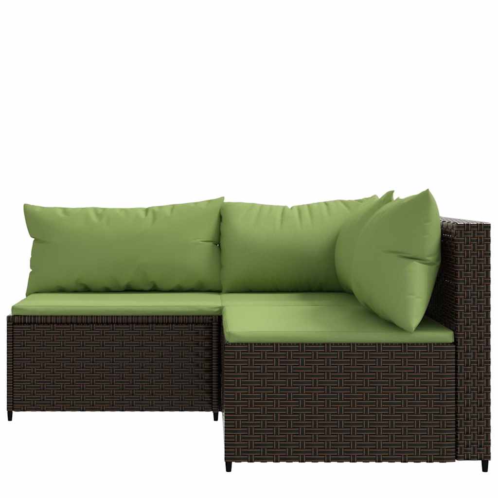 Set Mobili da Giardino 3 pz con Cuscini in Polyrattan Marrone | homemem39