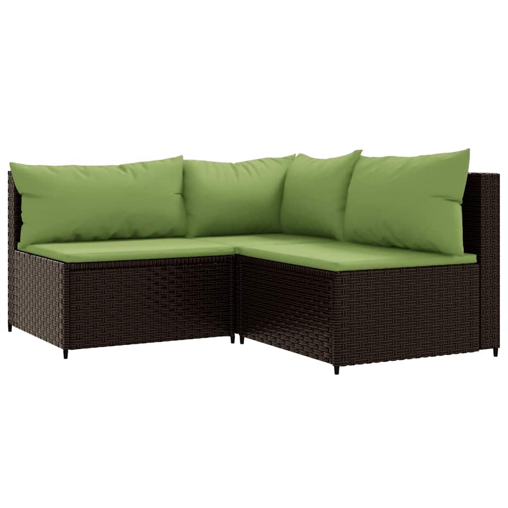 Set Mobili da Giardino 4 pz con Cuscini in Polyrattan Marrone | homemem39