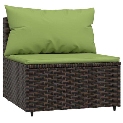 Set Mobili da Giardino 4 pz con Cuscini in Polyrattan Marrone | homemem39