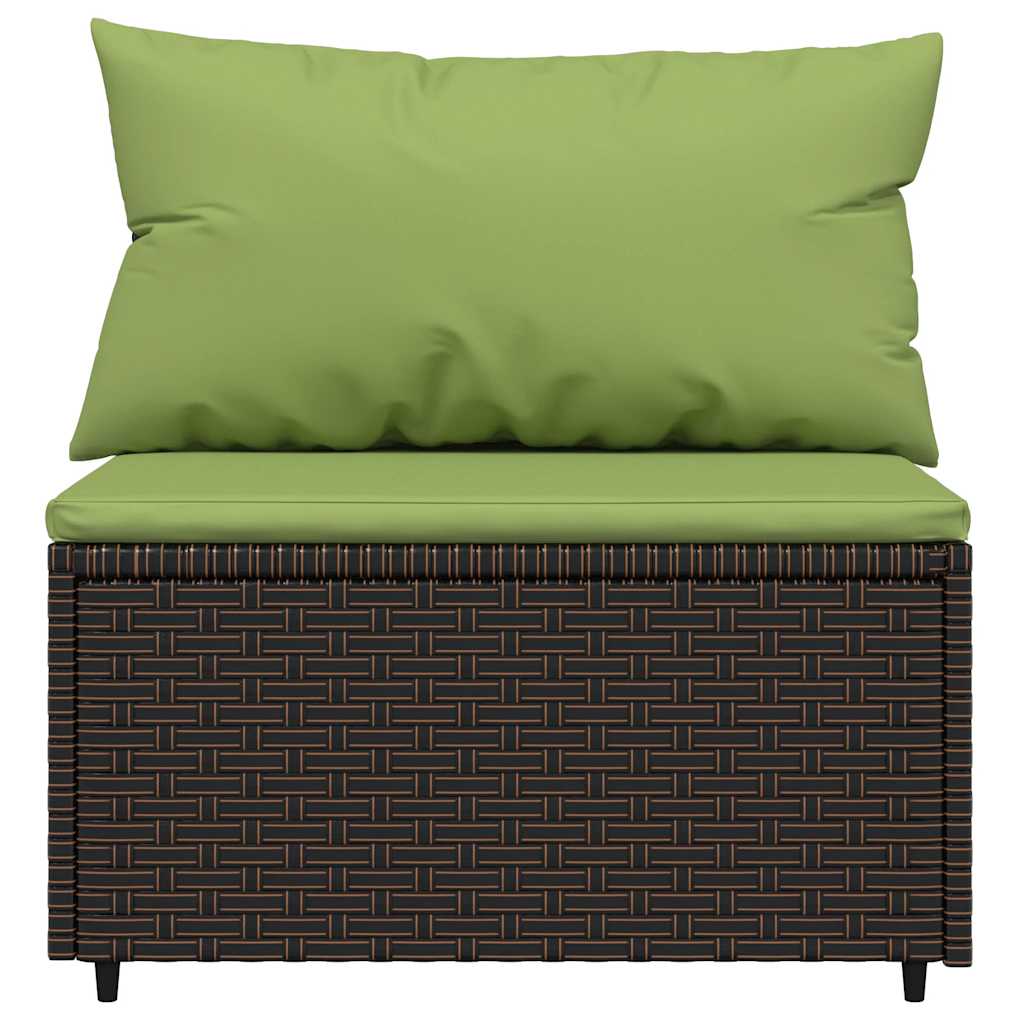 Set Mobili da Giardino 4 pz con Cuscini in Polyrattan Marrone | homemem39