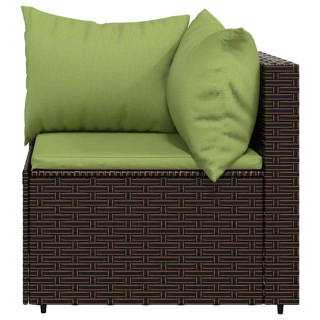 Set Mobili da Giardino 4 pz con Cuscini in Polyrattan Marrone | homemem39