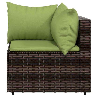 Set Mobili da Giardino 4 pz con Cuscini in Polyrattan Marrone | homemem39