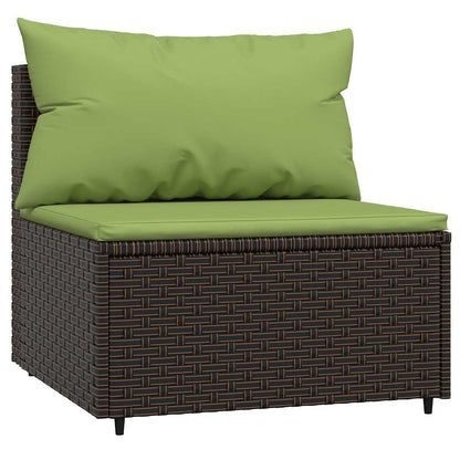 Divano Centrale da Giardino con Cuscini in Polyrattan Marrone | homemem39