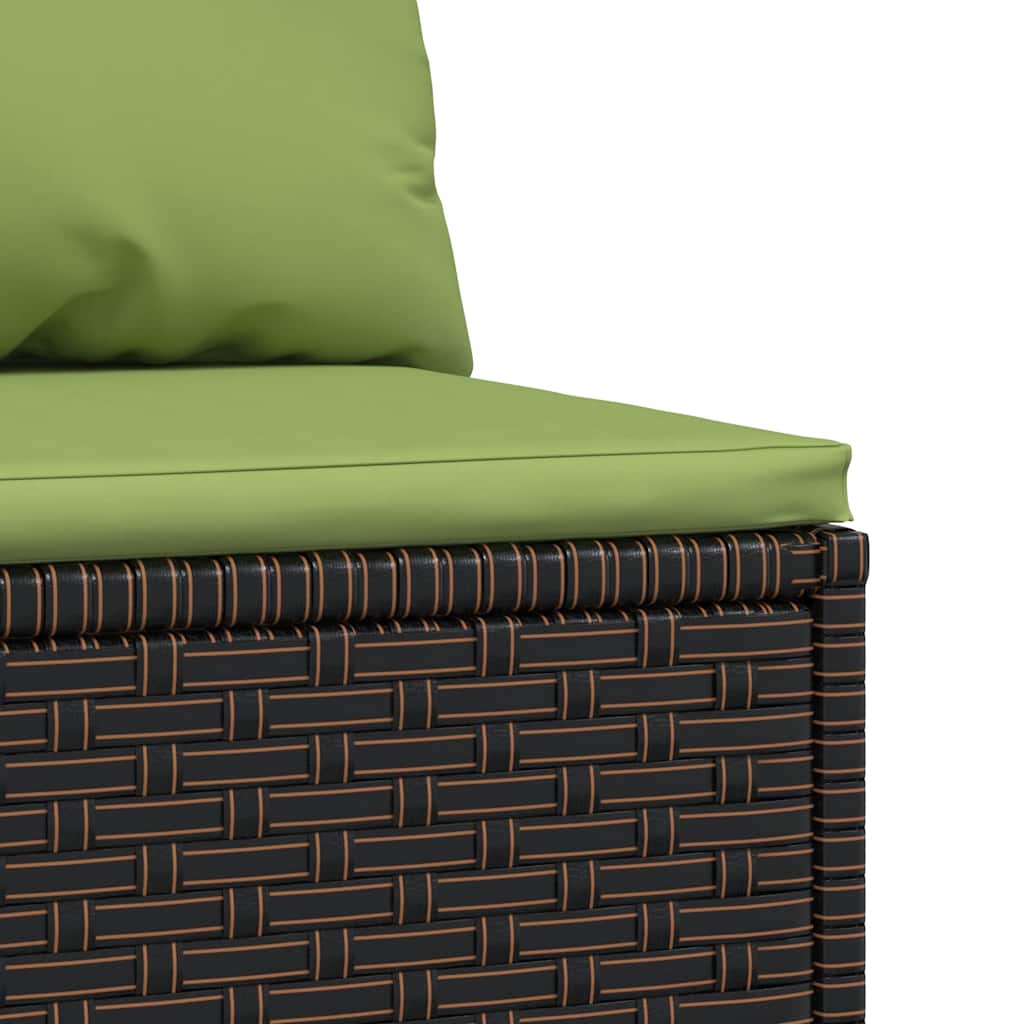 Divano Centrale da Giardino con Cuscini in Polyrattan Marrone | homemem39