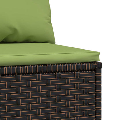 Divano Centrale da Giardino con Cuscini in Polyrattan Marrone | homemem39