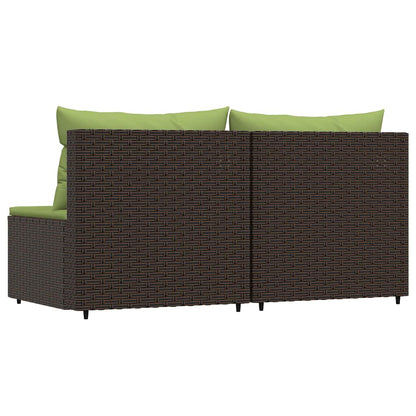 Divani Centrali da Giardino con Cuscini 2pz Polyrattan Marrone | homemem39