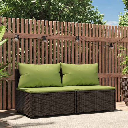 Divani Centrali da Giardino con Cuscini 2pz Polyrattan Marrone | homemem39