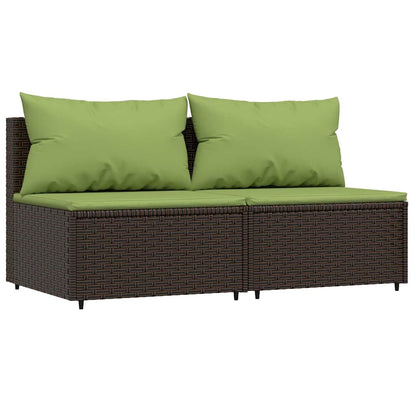 Set Mobili da Giardino 3 pz con Cuscini in Polyrattan Marrone | homemem39