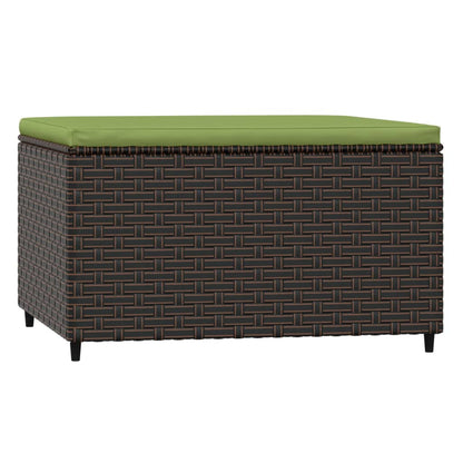 Poggiapiedi da Giardino con Cuscino in Polyrattan Marrone - homemem39