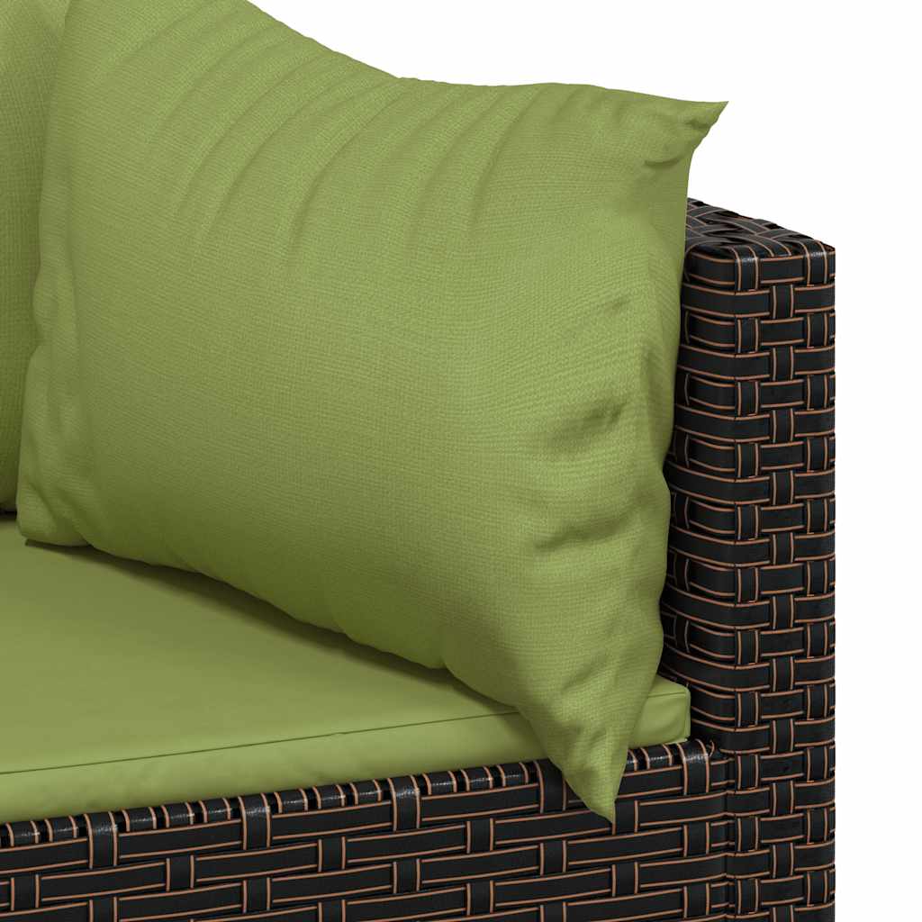 Divani Angolari da Giardino con Cuscini 2pz Polyrattan Marrone | homemem39