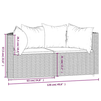 Divani Angolari da Giardino con Cuscini 2pz Polyrattan Marrone | homemem39
