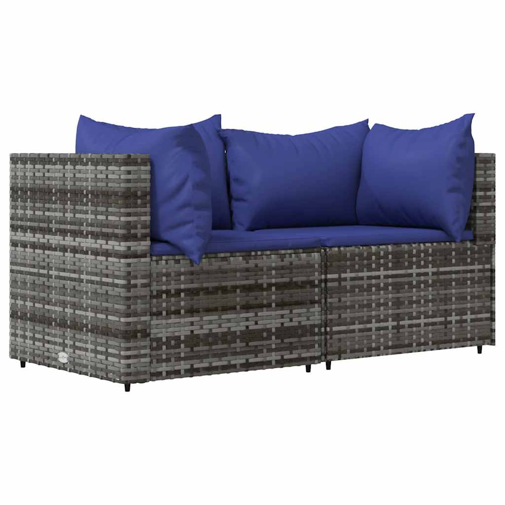 Divani Angolari da Giardino con Cuscini 2pz Polyrattan Grigio | homemem39
